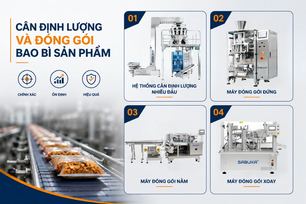 Cân định lượng và đóng gói bao bì sản phẩm