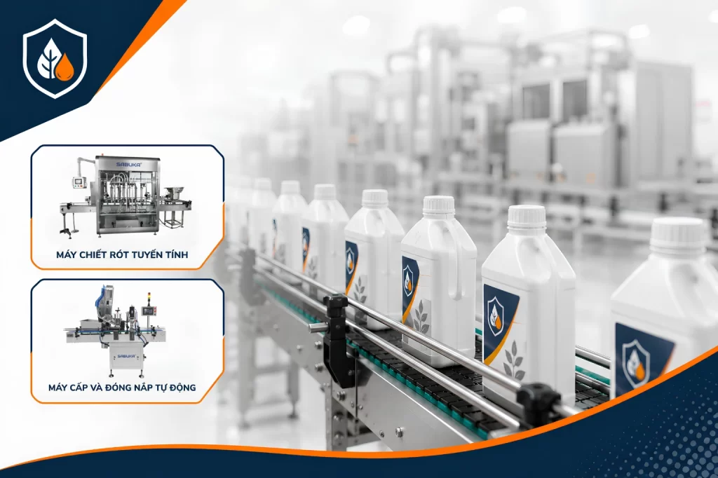 Chuẩn bị chai thuốc bảo vệ thực vật trước khi chiết rót