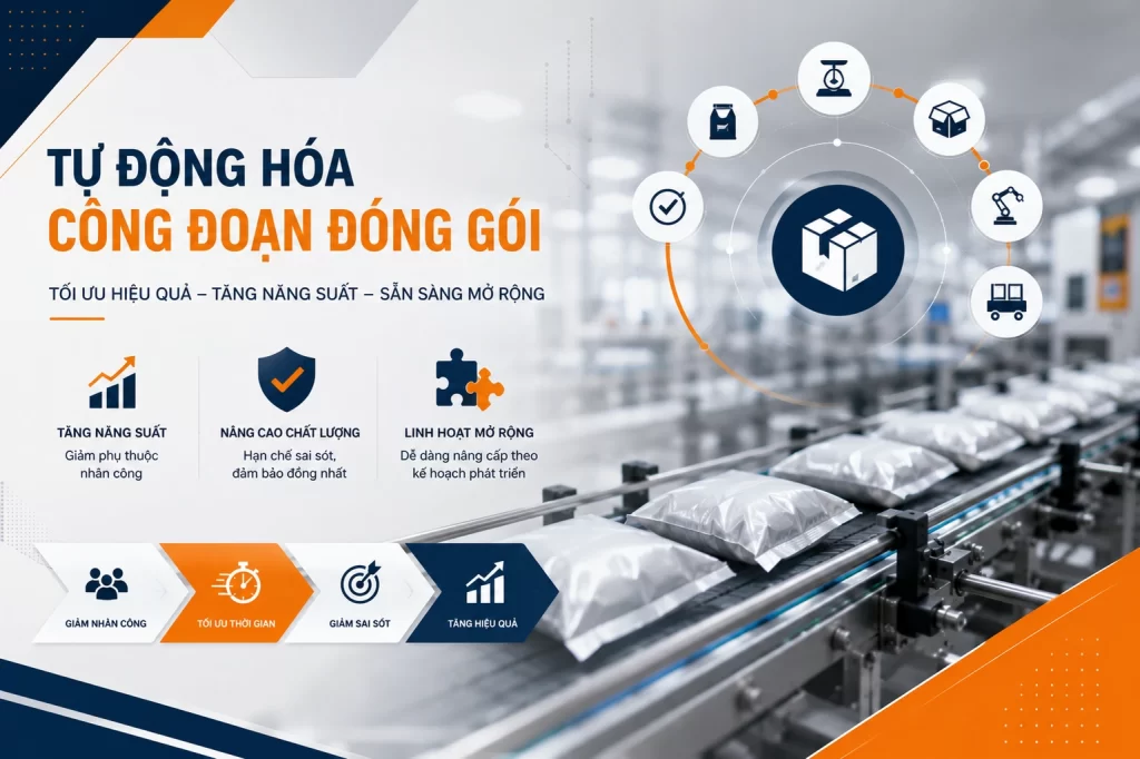 Tự động hóa dây chuyền sản xuất công đoạn đóng gói