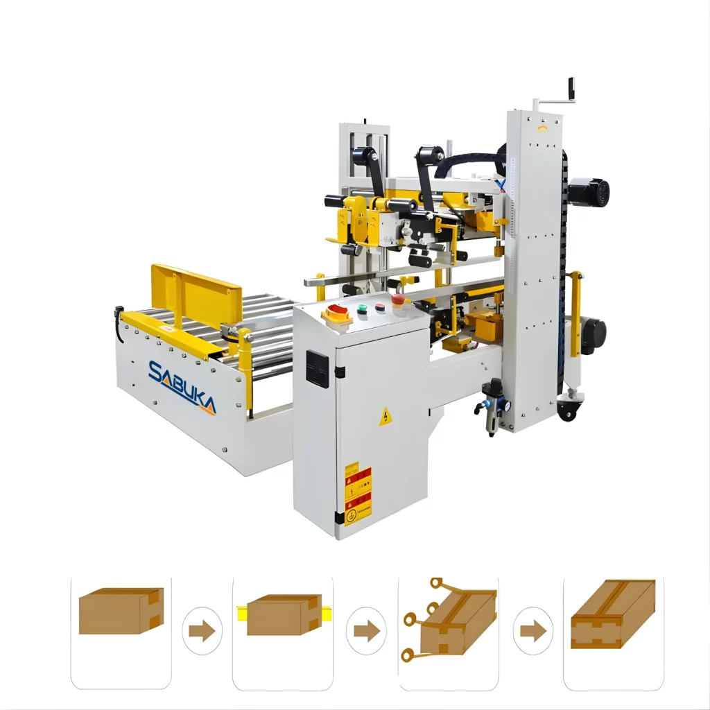Máy dán cạnh thùng carton 4 góc tự động đạt chuẩn