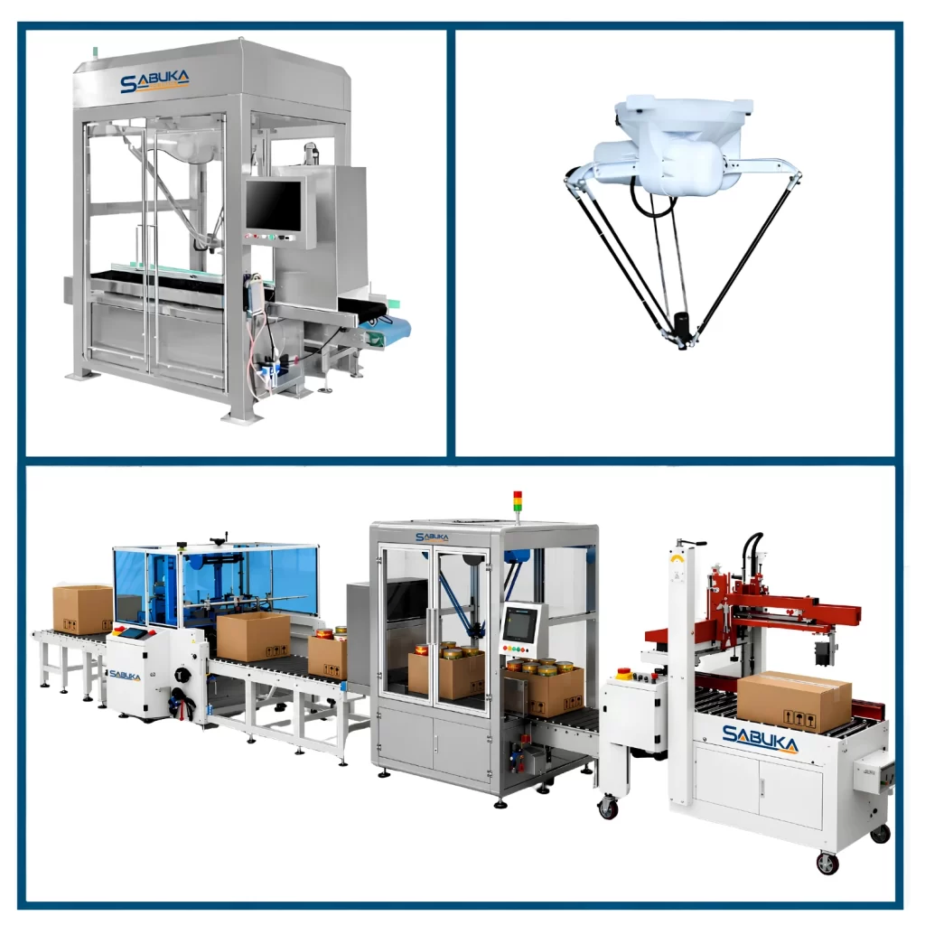 Robot delta gắp đặt túi vào thùng carton – SBK – BDR1000 SKU: