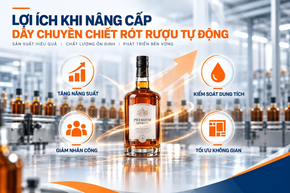 Lợi ích nổi bật khi nâng cấp dây chuyền chiết rót rượu tự động