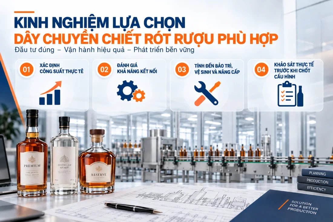 Lựa chọn thế nào dây chuyền chiết rót rượu phù hợp, tối ưu công suất và vận hành