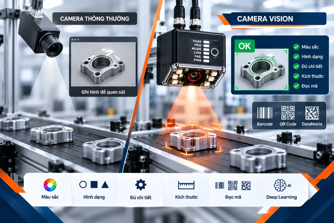 Khác biệt giữa camera thông thường và Camera Vision trong sản xuất