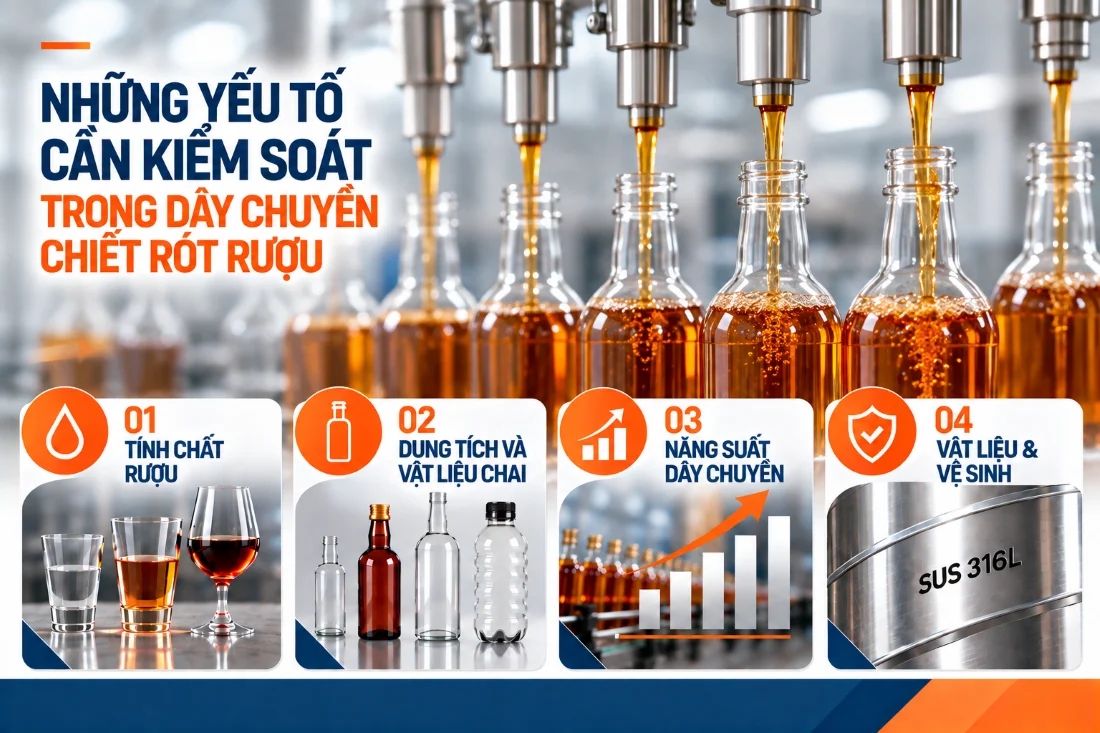Những yếu tố cần kiểm soát trong dây chuyền chiết rót rượu