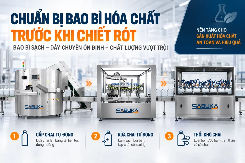 Chuẩn bị bao bì hóa chất trước khi chiết rót