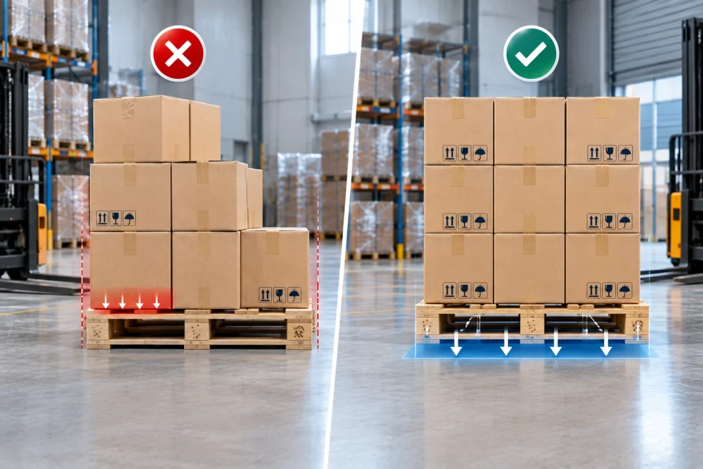 Phân bổ tải trọng đồng đều trên toàn bộ pallet