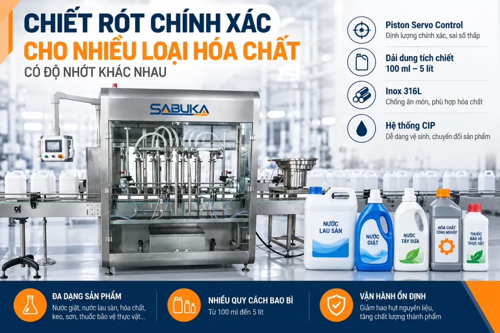 Chiết rót chính xác cho nhiều loại hóa chất có độ nhớt khác nhau