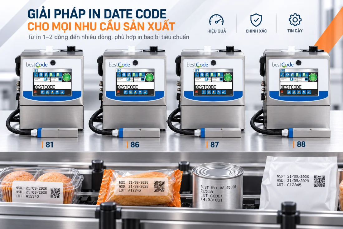BestCode 81–86–87–88 – Giải pháp in date code linh hoạt cho dây chuyền sản xuất
