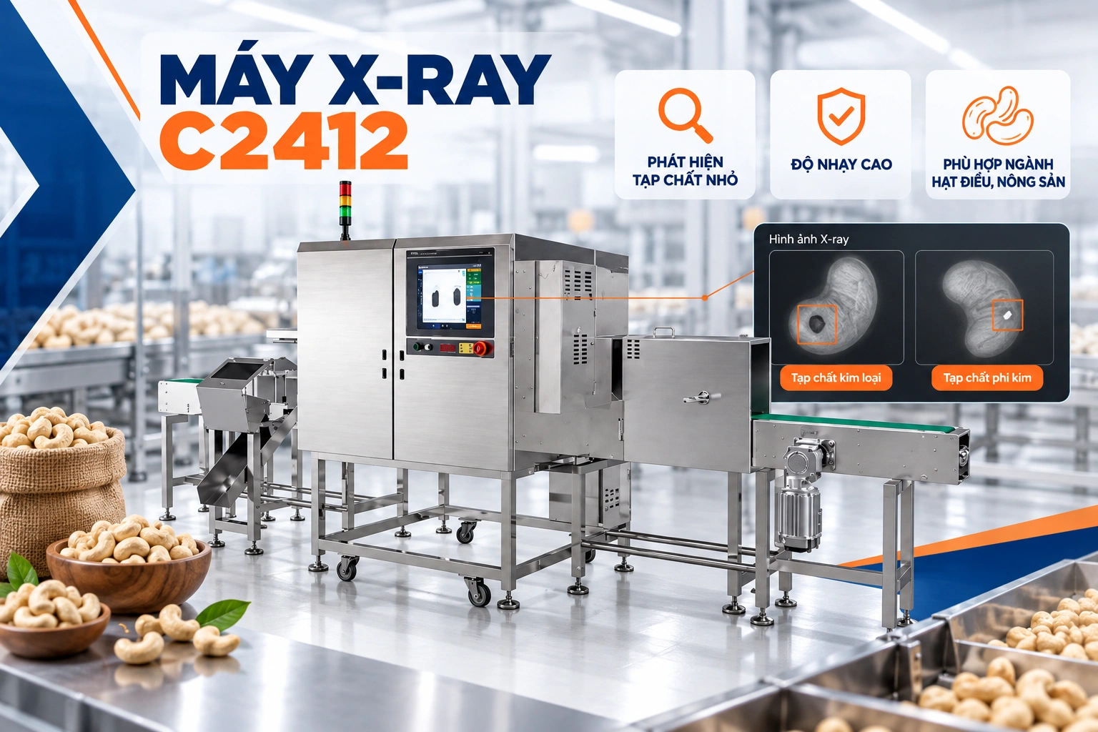 Máy dò tạp chất X-ray hạt điều C2412