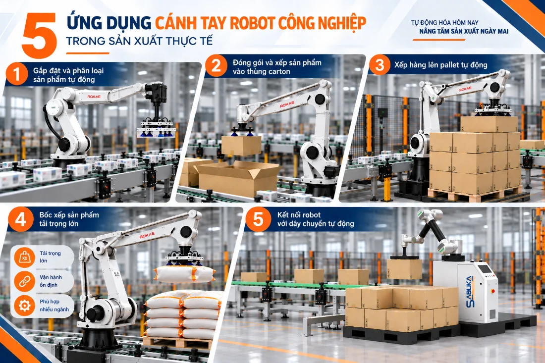 Ứng dụng của cánh tay Robot công nghiệp trong sản xuất