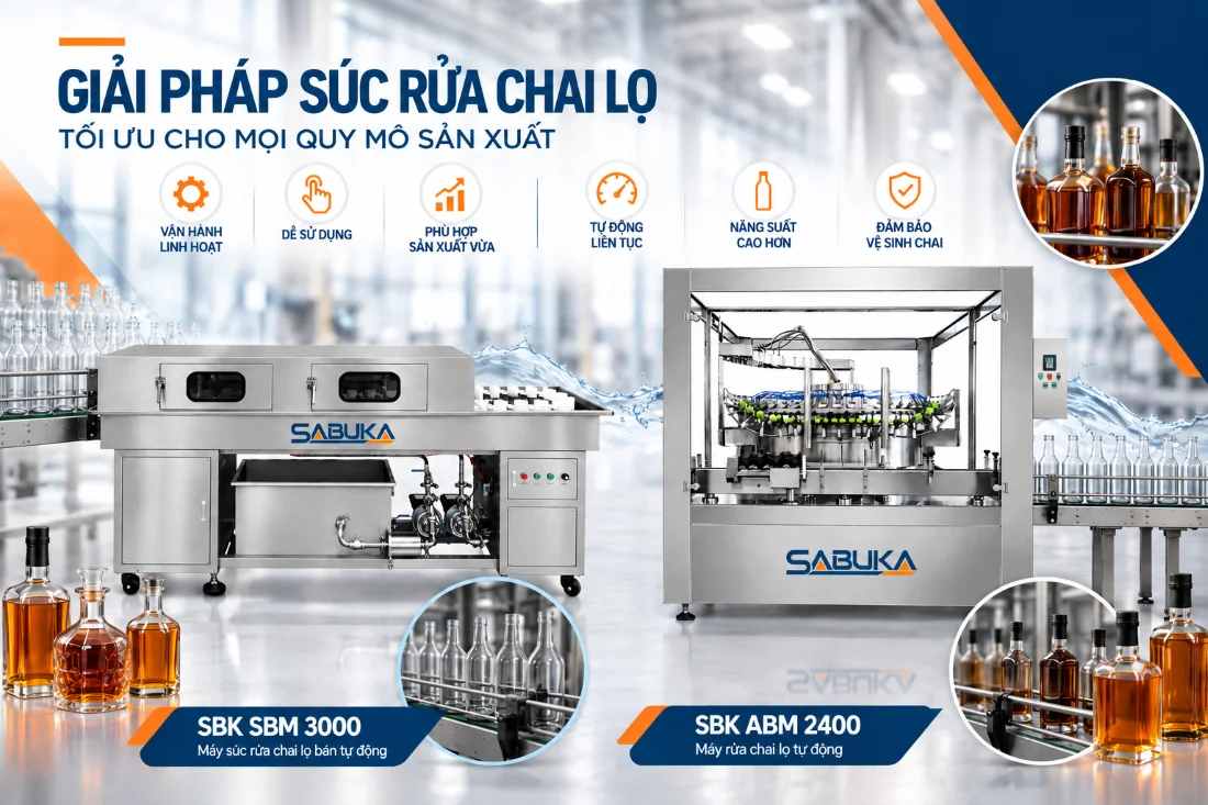 Giải pháp súc rửa chai lọ trong sản xuất rượu