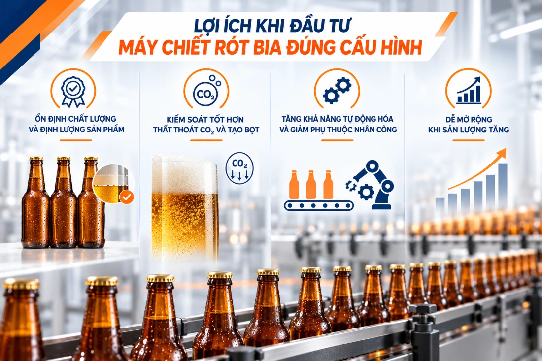 Lợi ích khi đầu tư máy chiết rót bia đúng cấu hình