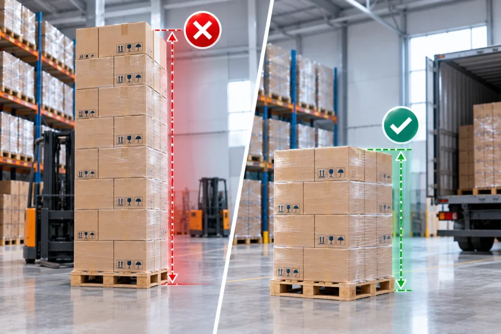 Giới hạn chiều cao xếp hàng phù hợp