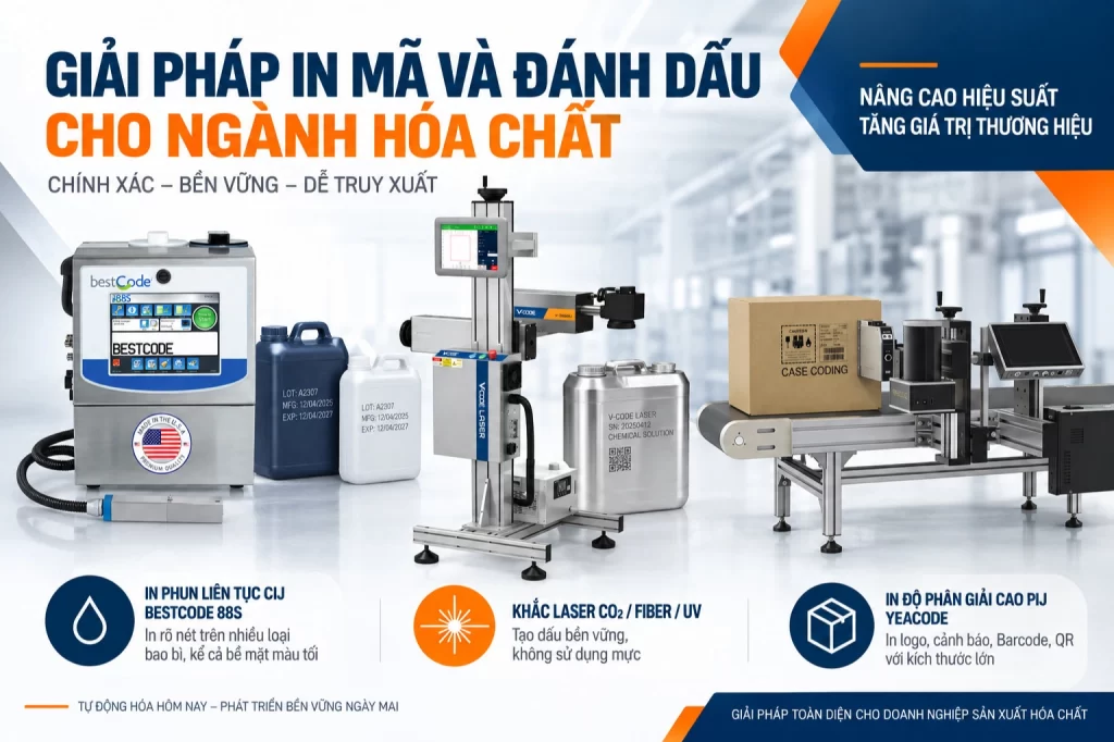 In date và truy xuất nguồn gốc ngay trên dây chuyền sản xuất hóa chất