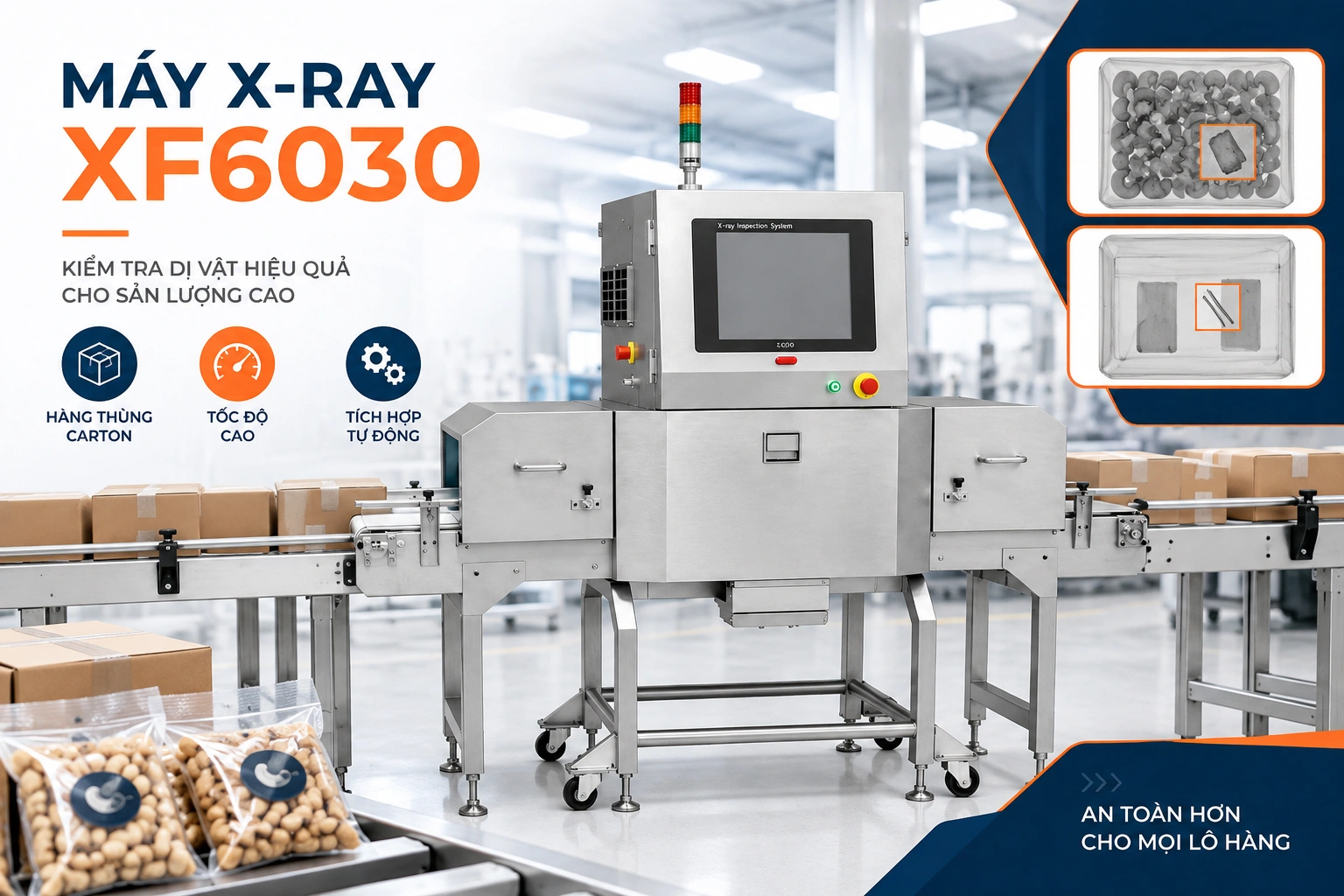 Máy dò tạp chất trong thực phẩm X-ray XF6030