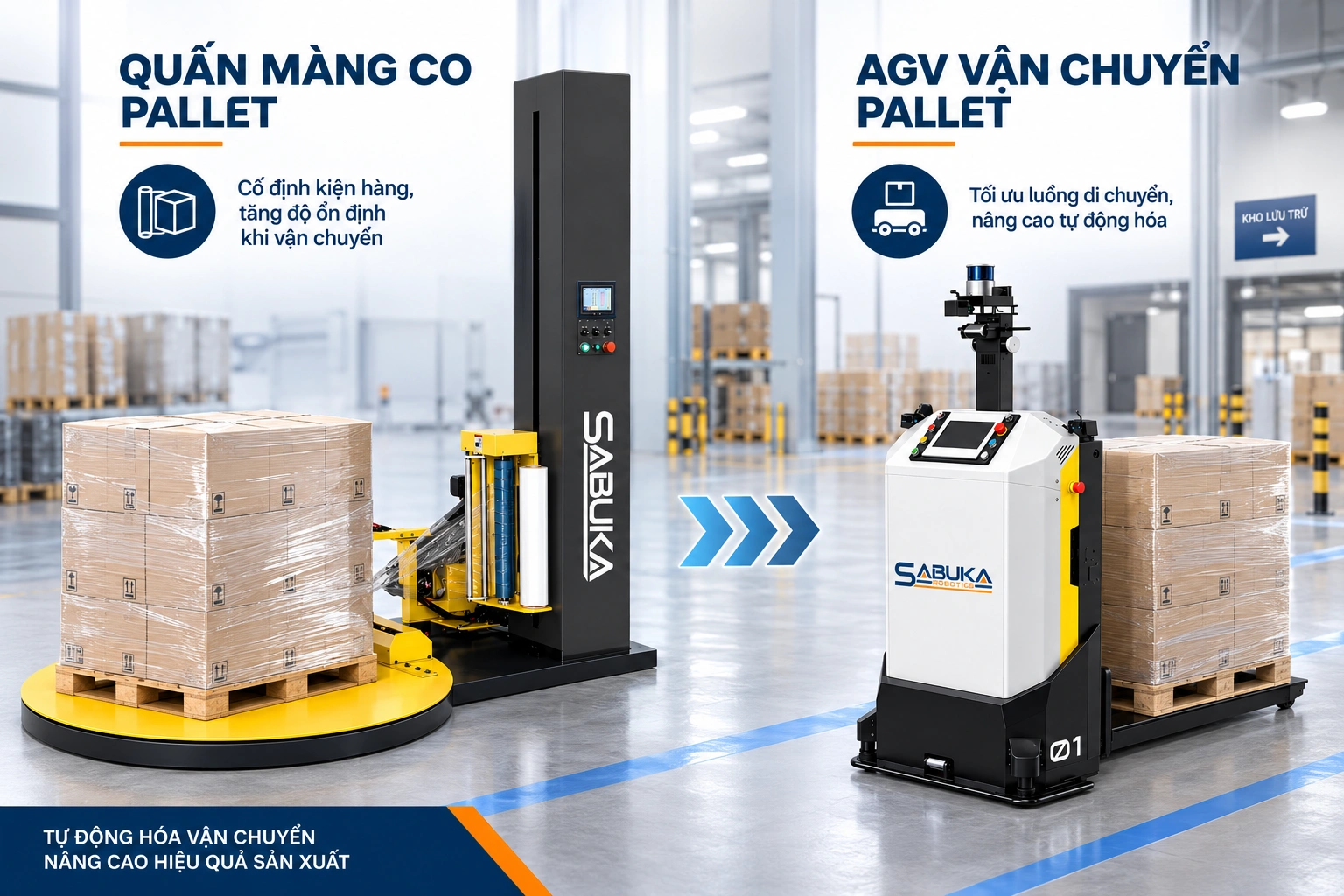 Khu vực đóng gói cuối dây chuyền chiết rót dầu nhớt