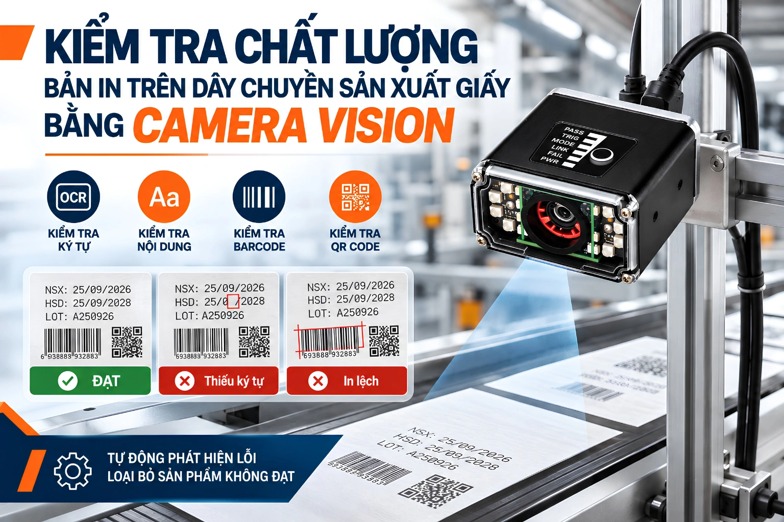 Kiểm tra chất lượng bản in trên dây chuyền sản xuất giấy bằng Camera Vision