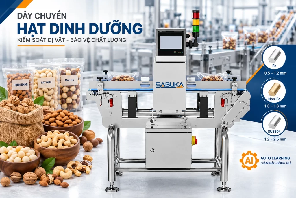 Máy dò kim loại nông sản trong dây chuyền hạt dinh dưỡng