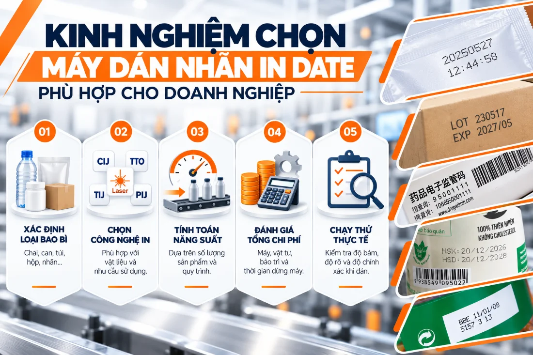 Kinh nghiệm chọn máy dán nhãn in date phù hợp cho doanh nghiệp
