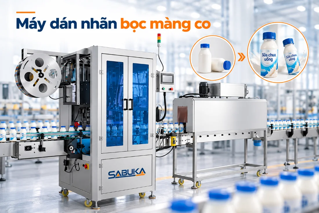 Máy dán nhãn bọc màng co