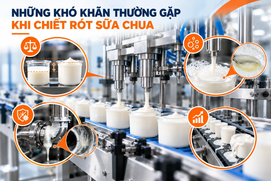 Những khó khăn thường gặp khi dùng máy chiết rót sữa chua