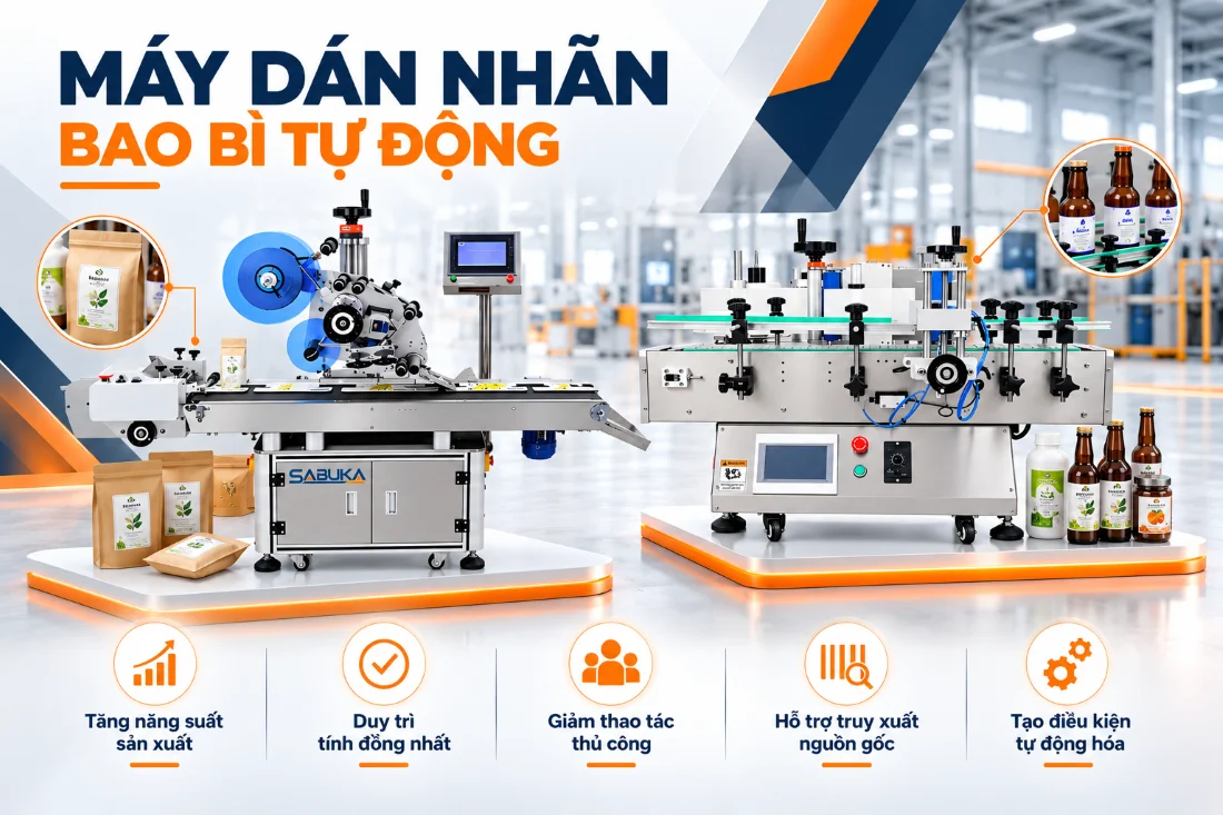 Máy dán nhãn bao bì có vai trò gì trong sản xuất?