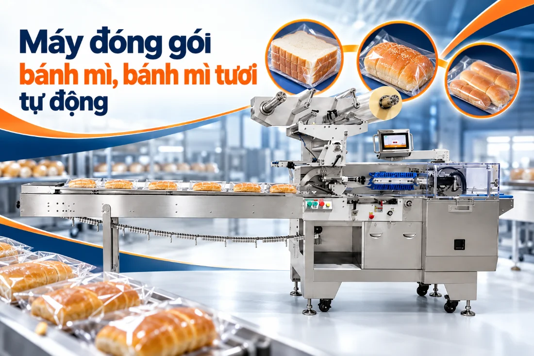 Máy đóng gói bánh mì, bánh mì tươi tự động