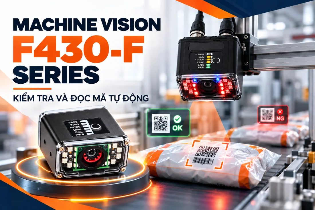 Camera Vision F430-F tự động đọc mã QR/Barcode và kiểm tra sản phẩm trên dây chuyền