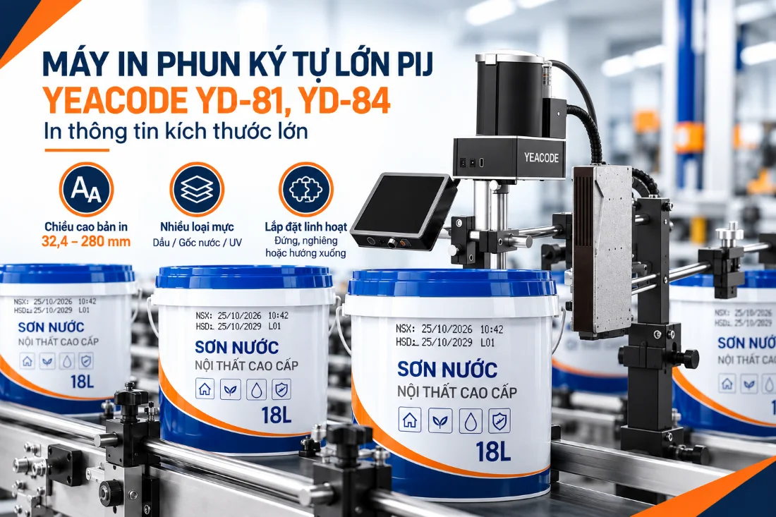 Máy in date thùng sơn PIJ Yeacode YD-81, YD-84 in độ phân giải cao