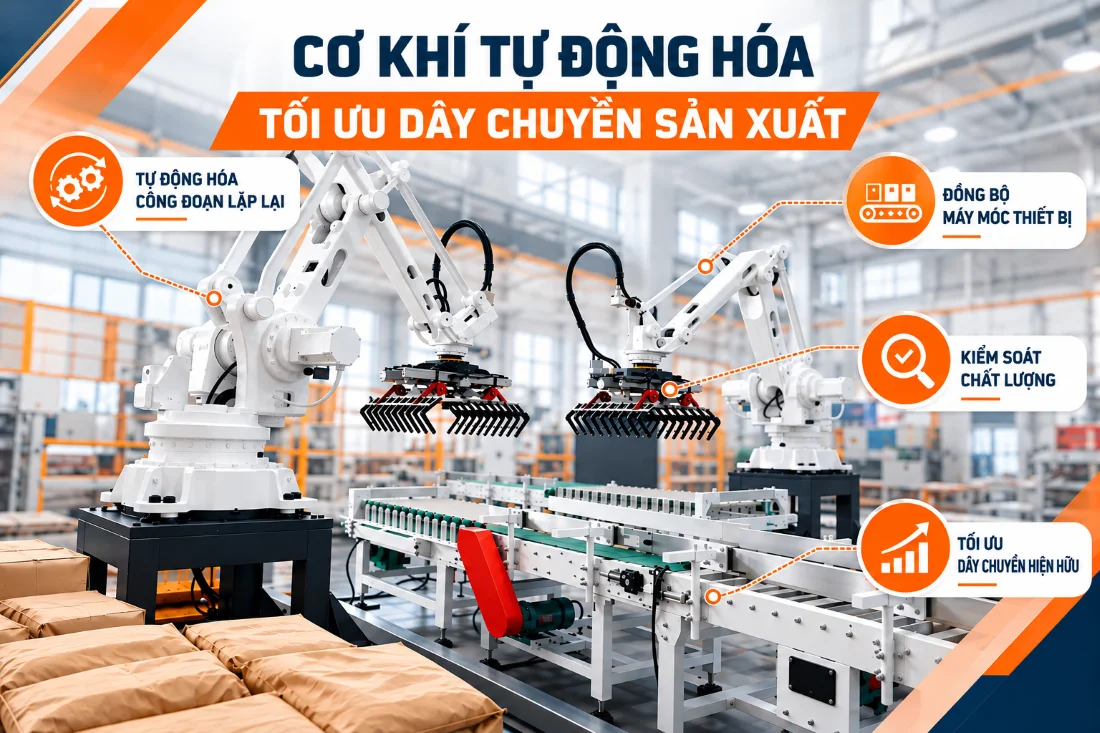 Cơ khí tự động hóa tối ưu dây chuyền sản xuất như thế nào