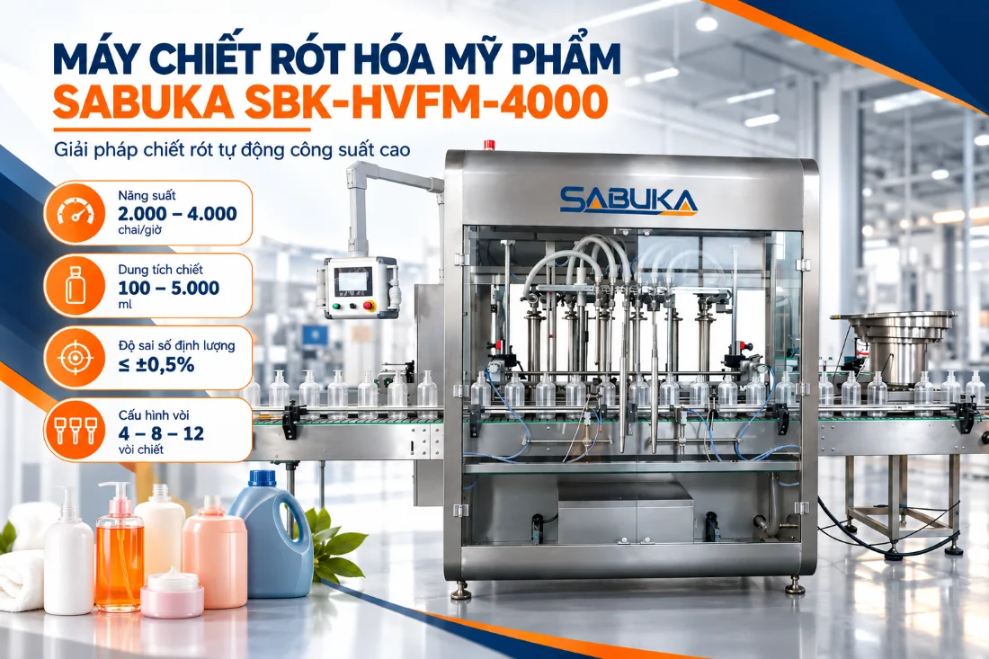 Máy chiết rót dung dịch Sabuka SBK-HVFM-4000 tự động công suất cao
