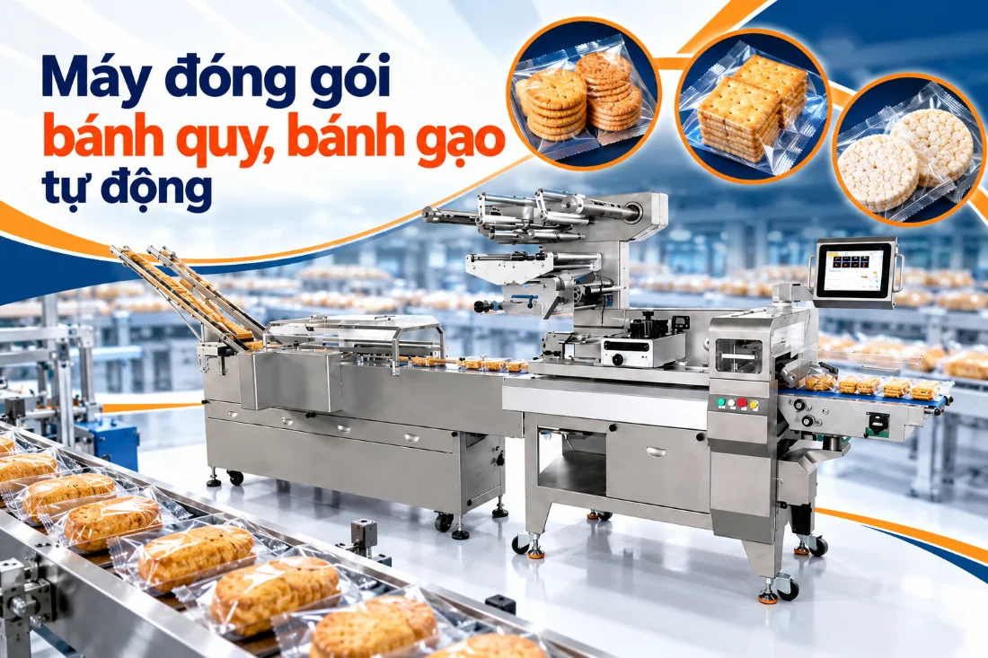 Máy đóng gói bánh quy, bánh gạo tự động