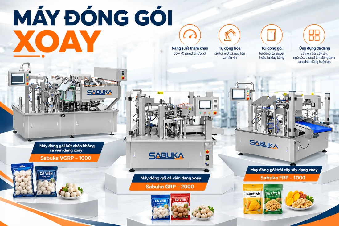 Máy đóng gói bao bì thực phẩm dạng xoay