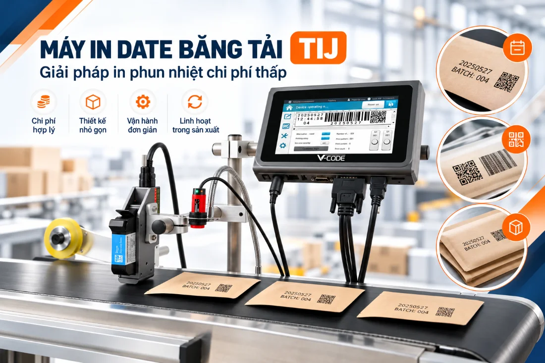 Máy in date băng chuyền TIJ đáp ứng nhu cầu cơ bản
