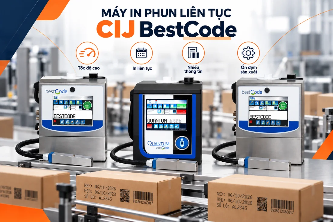 Máy in date thùng carton liên tục CIJ BestCode