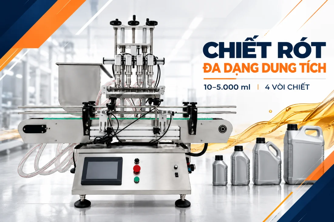 Máy chiết rót dầu nhớt KPL-4DSF linh hoạt từ chai nhỏ đến can 5 lít