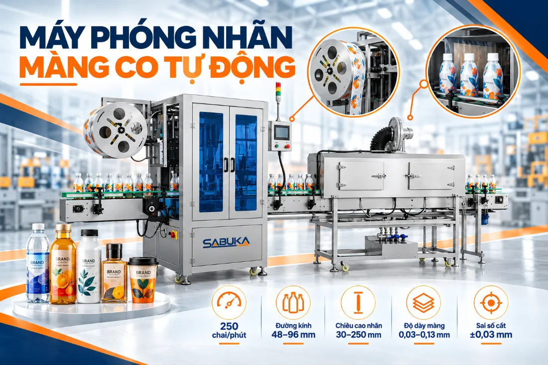 Máy phóng nhãn màng co tự động