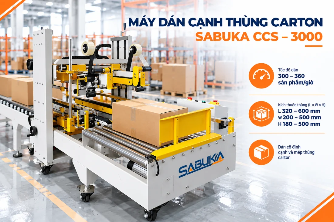 Máy đóng thùng carton khâu dán cạnh và góc thùng carton