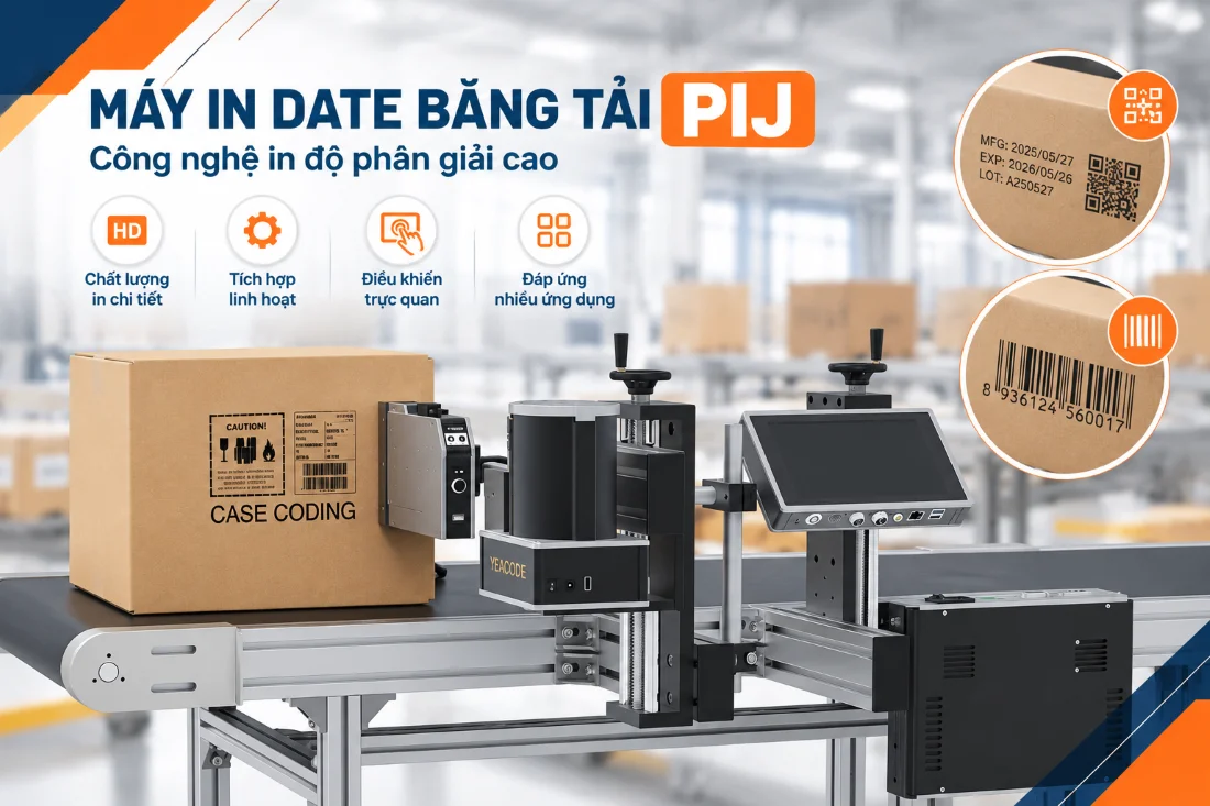 Máy in date băng tải PIJ – Công nghệ in độ phân giải cao