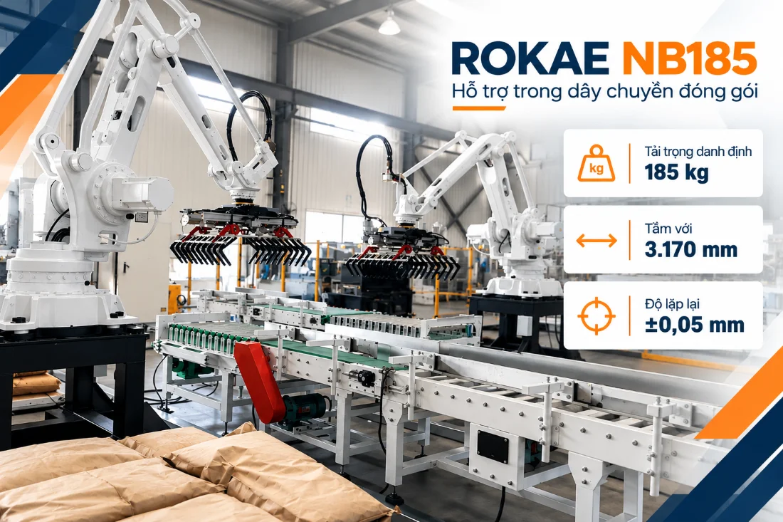 Robot đóng gói ROKAE NB185 hỗ trợ trong dây chuyền