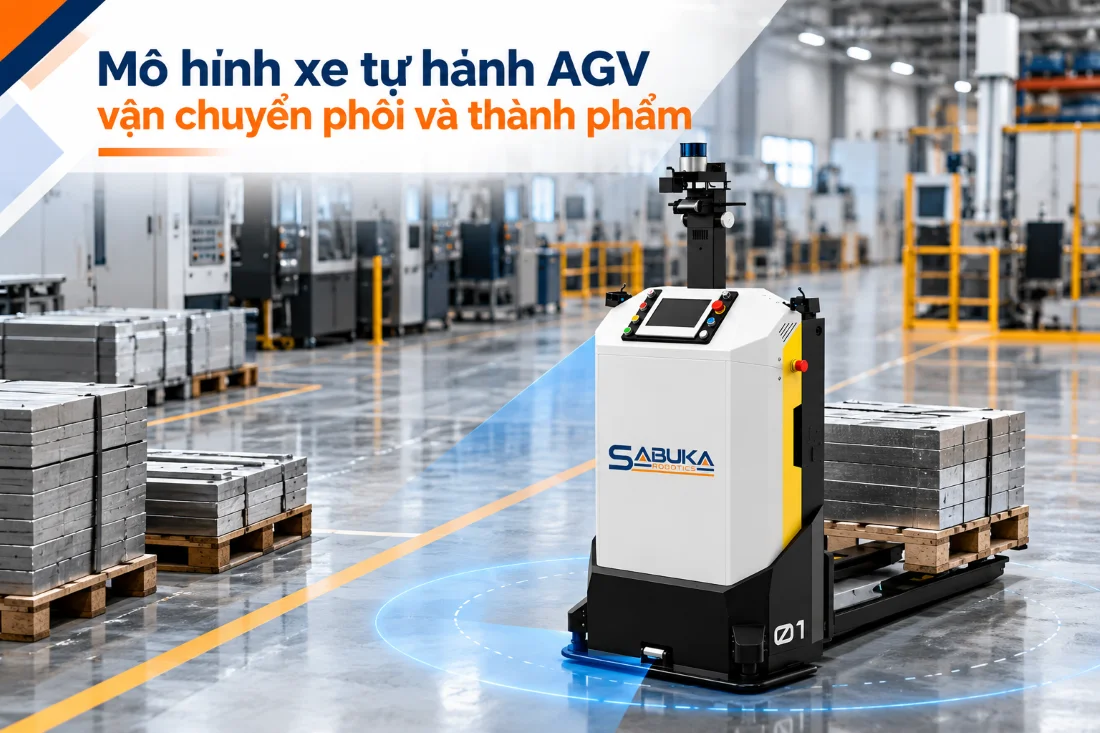 Mô hình xe tự hành AGV vận chuyển phôi và thành phẩm