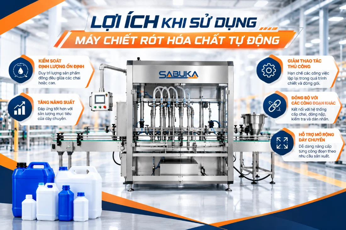 Lợi ích của máy chiết rót hóa chất tự động trong dây chuyền sản xuất