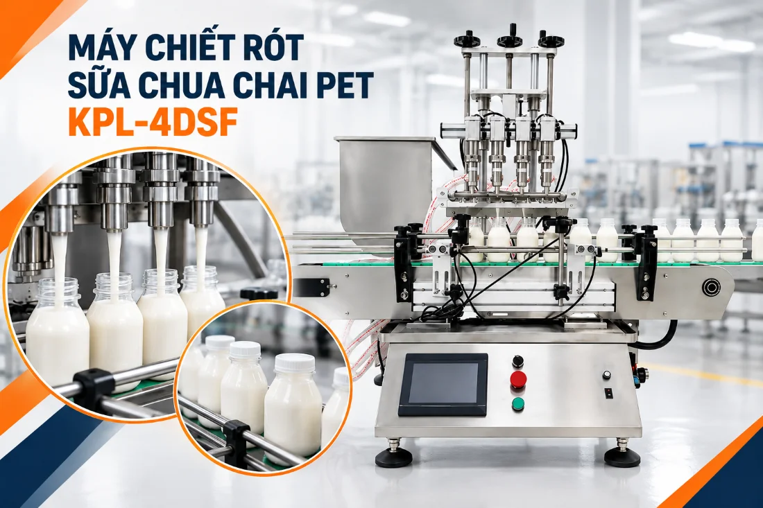 Máy chiết rót sữa chua chai PET tự động 4 vòi KPL-4DSF