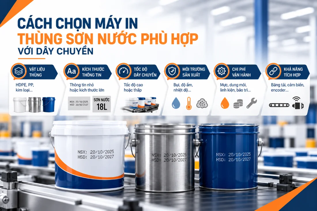 Cách chọn máy in thùng sơn nước phù hợp với dây chuyền