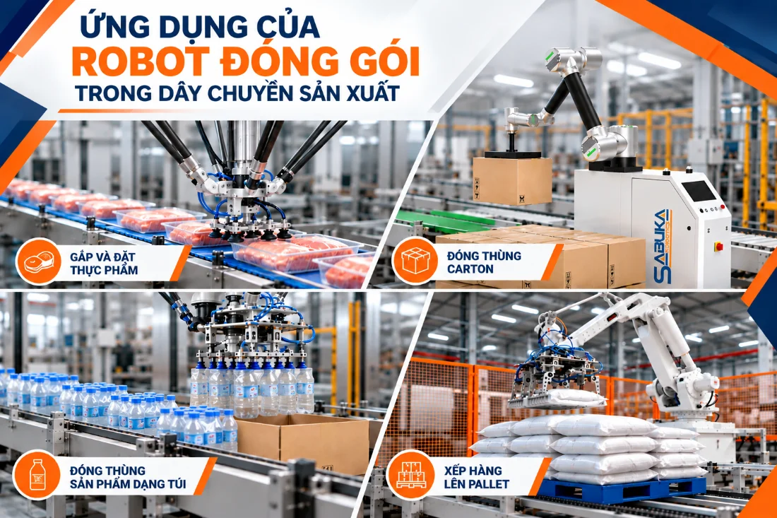 Ứng dụng của robot đóng gói trong dây chuyền sản xuất