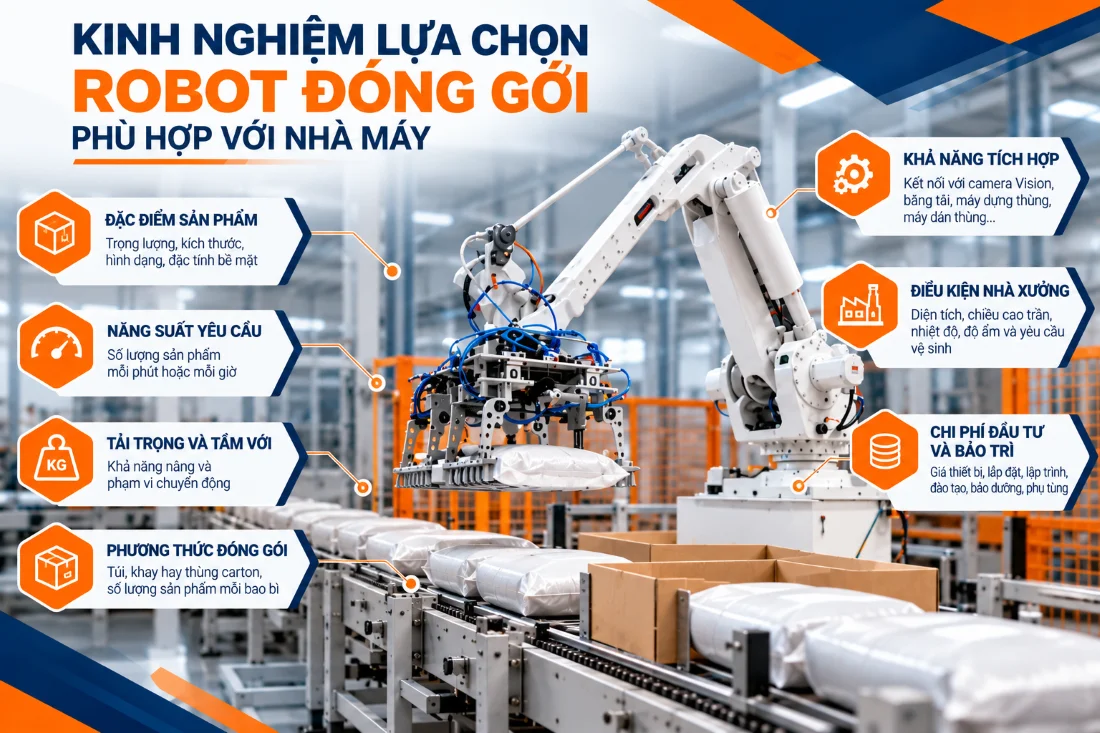 Kinh nghiệm lựa chọn robot đóng gói phù hợp với nhà máy