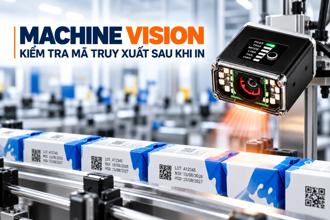 Kiểm soát thông tin trên từng chai sữa trên dây chuyền