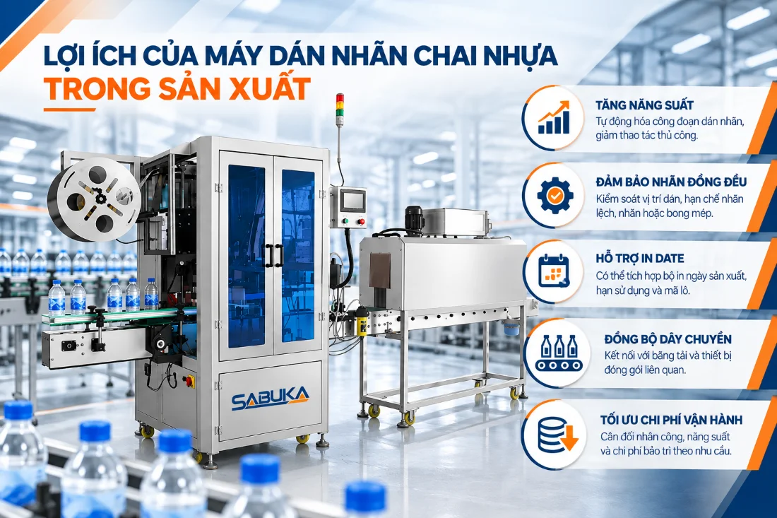 Lợi ích của máy dán nhãn chai nhựa trong sản xuất